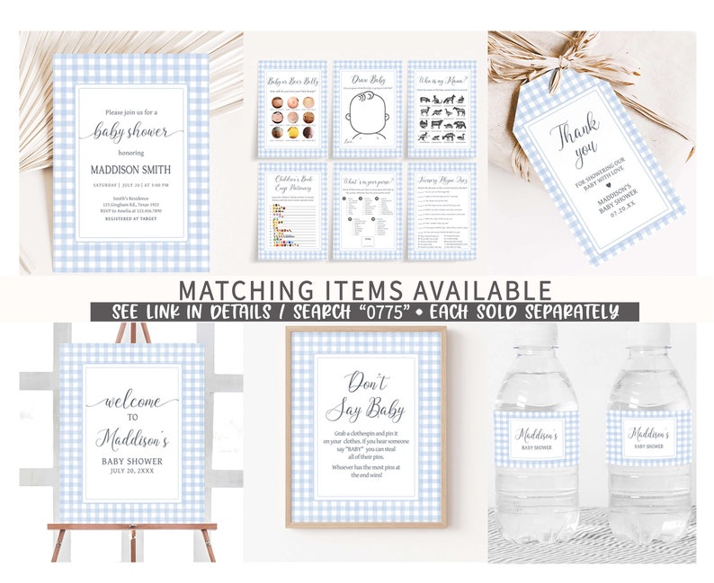 Gingham Boy Printable Templates