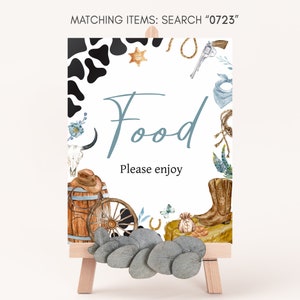 Cowboy Baby Shower Food Sign, Rodeo Baby Shower Food Table Sign, Un piccolo cowboy è in arrivo, Wild West Baby Shower Food Party Sign, 0723