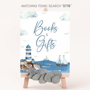 Ahoy, c'est un garçon signe de livres et de cadeaux pour baby shower, signe nautique de cadeaux de baby shower, bateau bleu nautique, signes de baby shower Ocean Boy, 0778