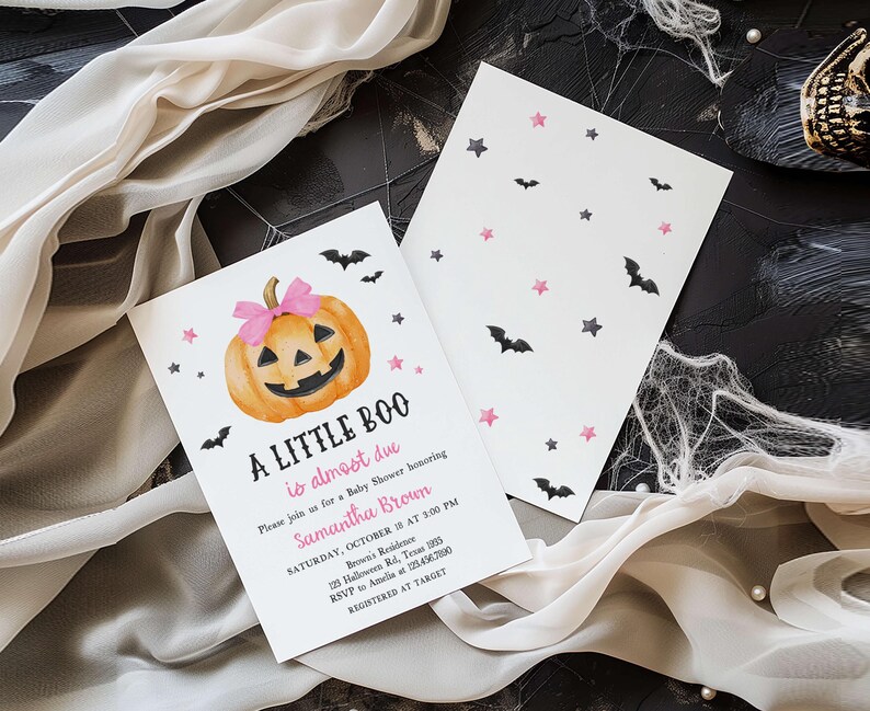 Pink Minimalist A Little Boo Invite