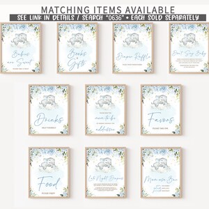 Editable Blue Elephant Baby Shower Bottle Label, Blue Floral Elephant Baby Shower Water Labels, Blue Flowers Boy Water Bottle Stickers, 0636 image 6