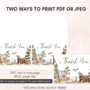 a set of two thank cards with a deer theme