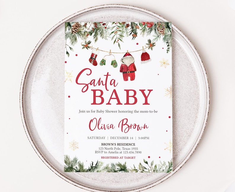 Santa Baby Clothes Invitation
