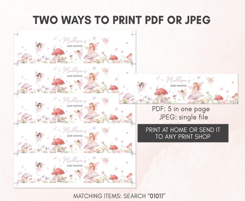 Girl Fairy Baby Shower Bottle Stickers