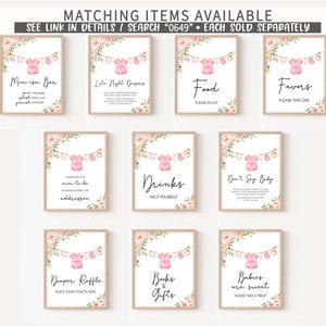 Editable Girl Baby Clothes Baby Shower Invitation Bundle, Pink Floral Boho Baby Shower Invite Set, Sweet Baby Girl Baby Shower Invite, 0649 image 8