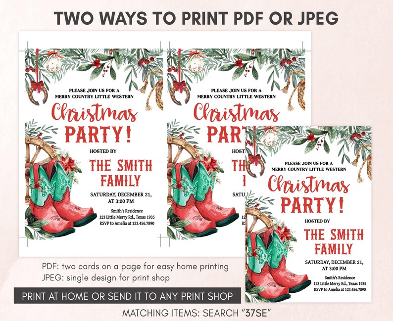 Cowboy Christmas Invitation Template