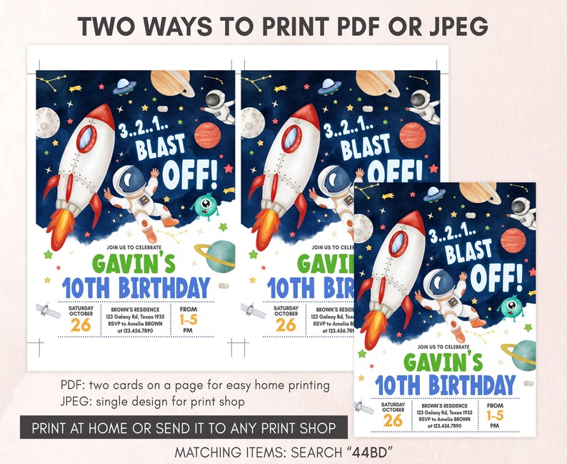 Outer Space Birthday Invitation Template