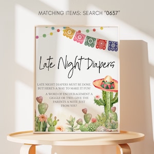 'S avonds laat luiers ondertekenen Taco Bout A babyshower, bord Fiesta babyshower luiergedachten, cactus Mexicaanse babyshower cactus bloemenbord 0637