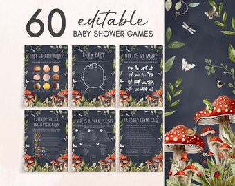 Editable Mushroom Baby Shower Games Bundle, Forest Little Mushroom Baby Shower Game Pack, Cottage Core Mushroom Baby Shower Template, 0844
