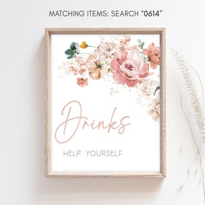 Baby in Bloom Baby Shower Drinks Sign, Spring Floral Baby Shower Drinks Table Sign, Wildflower Spring Baby Shower Decoration Signs, 0614