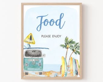 Baby on Board Baby Shower Food Sign Surf Baby Shower Food Table Sign Summer Beach Baby Shower Sign Ocean Theme Decor Printable Template 0271