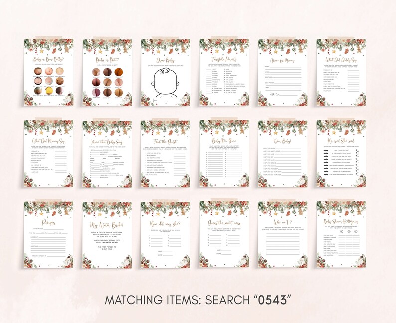 Bundle modifiable de jeux de baby shower joyeux petit, pack de jeux de baby shower de Noël neutres en matière de genre, lot de jeux de baby shower de vacances hiver, 0543 image 3