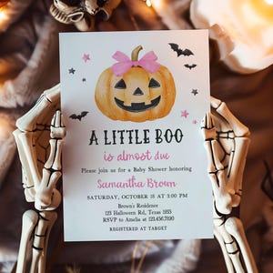 Pink Minimalist A Little Boo Invitation