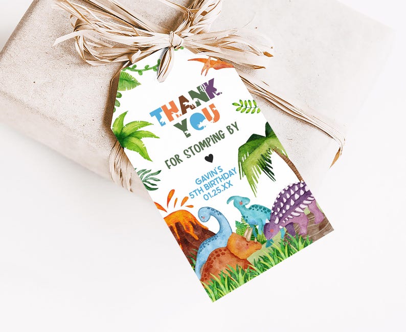 Dinosaur Birthday Favor Tag