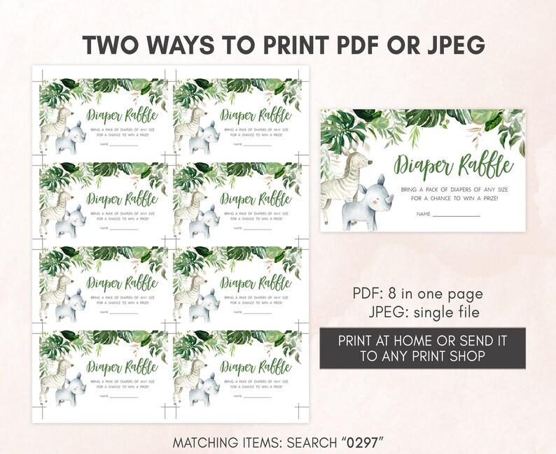 Editable Safari Baby Shower Invitation Bundle, Greenery Jungle Baby Shower Invite Set, Wild One Safari Animals Baby Shower Invitation, 0297 image 5