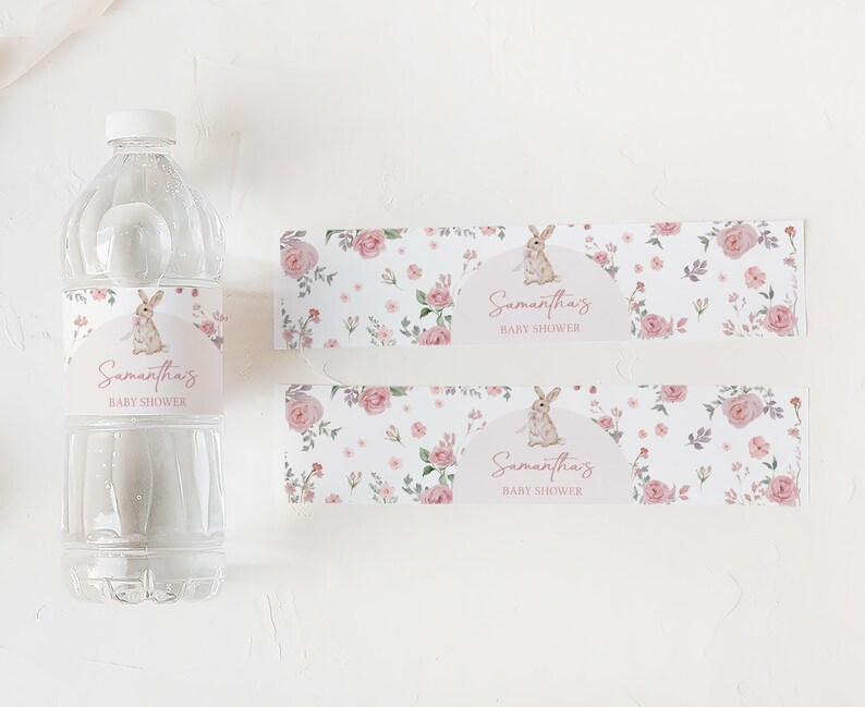 Girl Bunny Water Labels