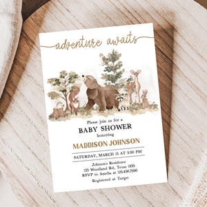 Woodland Animals Baby Shower Invitation