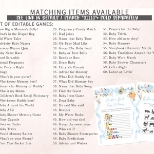 a baby shower game with a list of items
