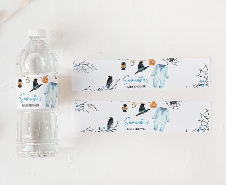 Blue A Little Boo Water Labels