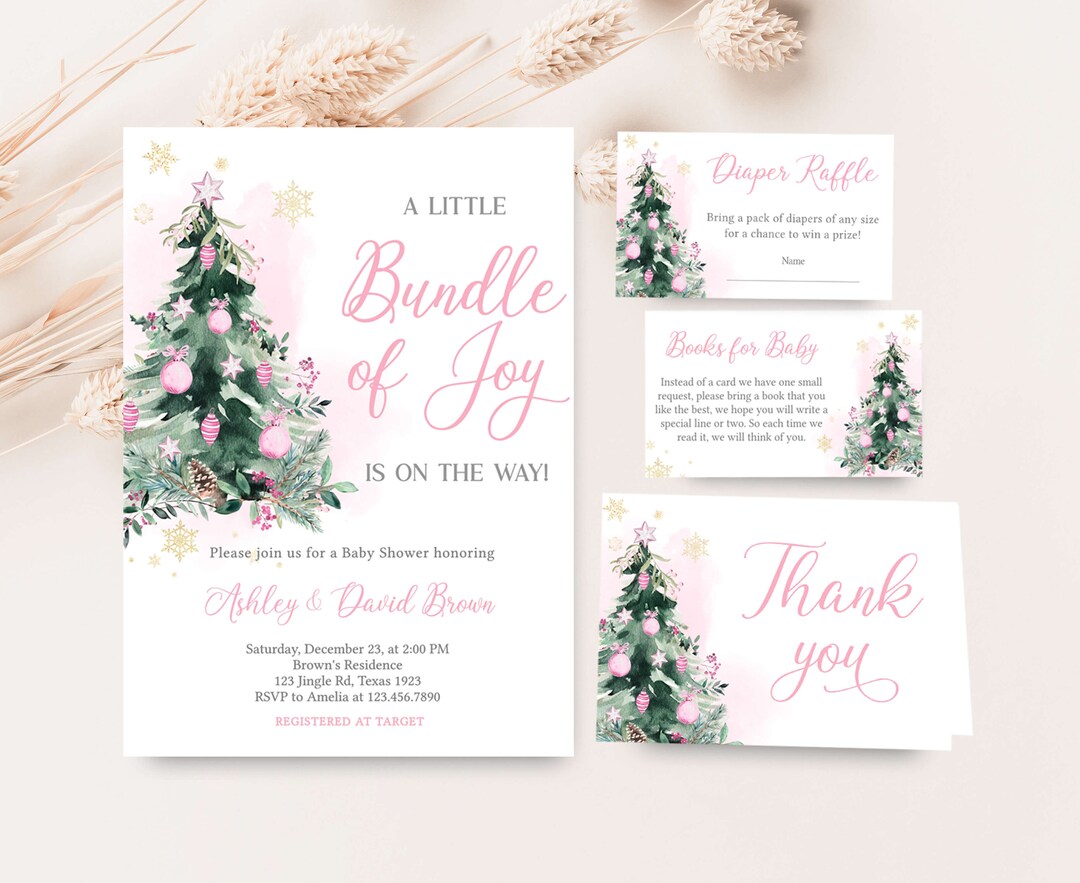 Editable A Little Bundle of Joy Baby Shower Invitation Bundle, Girl ...