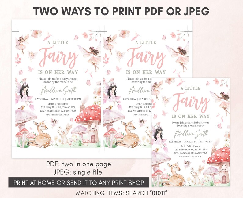 Girl Fairy Baby Shower Invitation Template