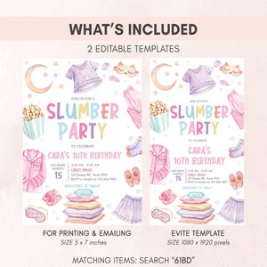 Sleepover Birthday Invitation Set