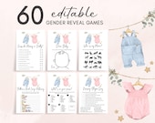 Editable Boho Gender Reveal Games Bundle, Baby Clothes Gender Reveal Games Pack, Boho Clothesline Gender Reveal Party Printable Games, GR8