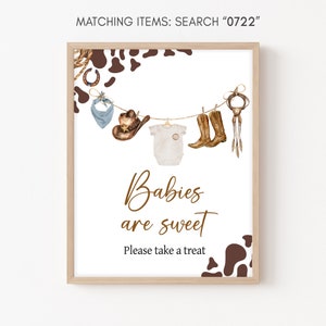 I bambini sono dolci Segni Cowboy Baby Shower, Wild West Rodeo Baby Shower Prendi un dolcetto Segni, Un piccolo cowboy Western Country Baby Shower, 0722