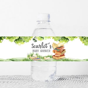 Editable Storybook Baby Shower Water Bottle Labels, Chapter Book Baby Shower Bottle Label Gender Neutral, Storybook Printable Template 0186