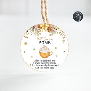 Editable Hot Cocoa Bomb Tags Fall Hot Cocoa Bomb Tag Pumpkin Hot Cocoa Bomb Instructions Autumn Pumpkin Favor Tags Template HCB F10