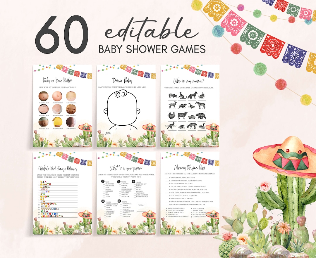 Editable Taco Bout A Baby Shower Games Bundle, Fiesta Baby Shower Game