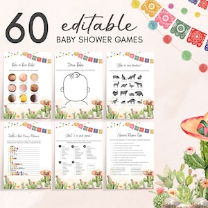 Editable Taco Bout A Baby Shower Games Bundle, Fiesta Baby Shower Game Pack, Cactus Mexican Baby Shower Games, Cactus Floral Game Set, 0637