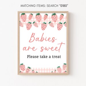 Strawberry Baby Shower Babies are Sweet Sign, Berry Sweet Baby Shower Sign, Summer Baby Shower Girl Cute Strawberry Party Decorations 0180