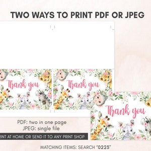 Editable Girl Safari Baby Shower Invitation Set Pink Floral Jungle Baby Shower Invite Pack Wild One Invitation Safari Animals Template 0223 image 7