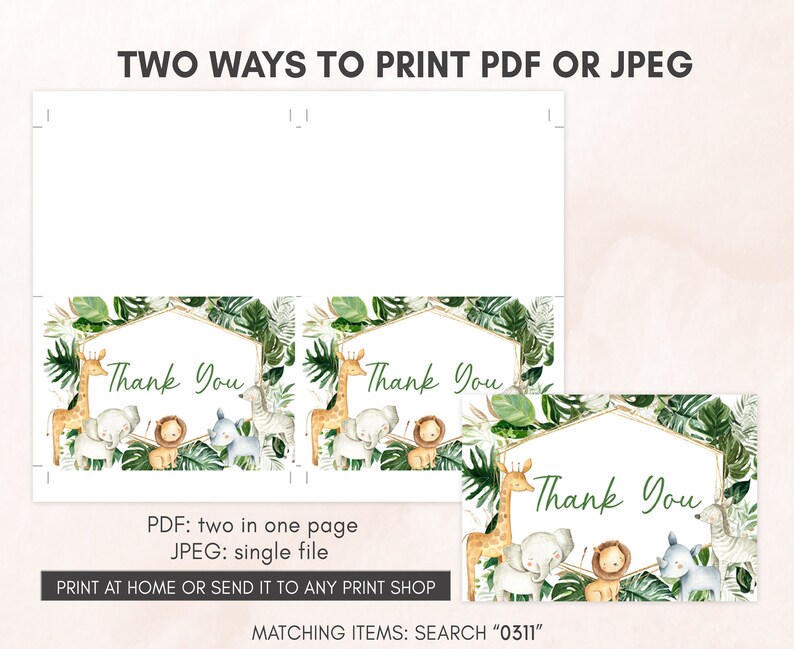 Editable Wild One Baby Shower Invitation Set, Greenery Safari Jungle Baby Shower Invite Pack, Boy Jungle Safari Animals Invite Template 0311 image 6