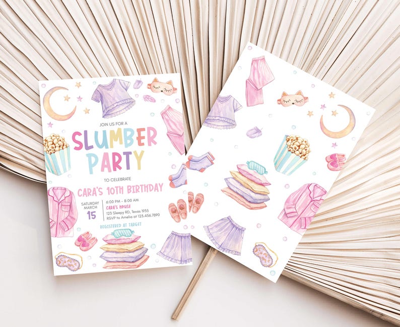 Slumber Party Invitation Front Back