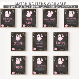 Editable Little Boo Baby Shower Invitation Bundle, Pink Halloween Baby Shower Invite Pack, Pink Girl Ghost Baby Shower Invite Template 0361 image 9