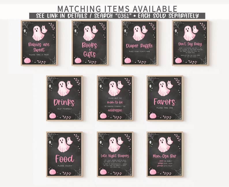 Editable Little Boo Baby Shower Invitation Bundle, Pink Halloween Baby Shower Invite Pack, Pink Girl Ghost Baby Shower Invite Template 0361 image 9