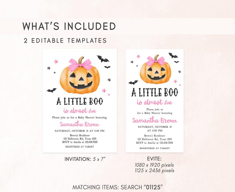 Pink Minimalist A Little Boo Invitation Template