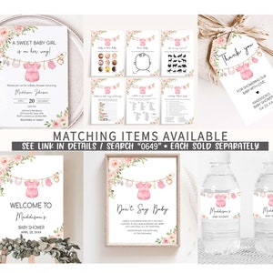 Editable Girl Baby Clothes Baby Shower Bottle Label, Pink Boho Baby Shower Water Labels, Sweet Baby Girl Baby Shower Bottle Stickers, 0649 image 2