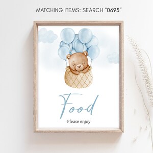 Bear Hot Air Balloon Baby Shower Food Sign, We Can Bearly Wait Baby Shower Food Table Sign, Boy Boho Bear Baby Shower Food Party Signs, 0695
