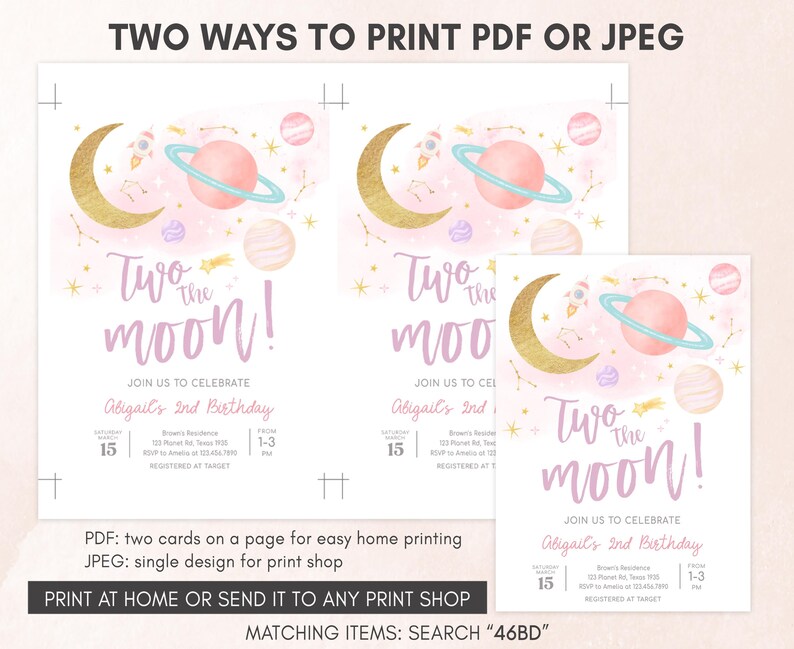 two ways to print for a space themed party