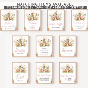Editable Pink Peter Rabbit Baby Shower Due Date Calendar, Peter Rabbit Girl Baby Shower Calendar, A Little Bunny Spring Baby Shower, 0626 image 3
