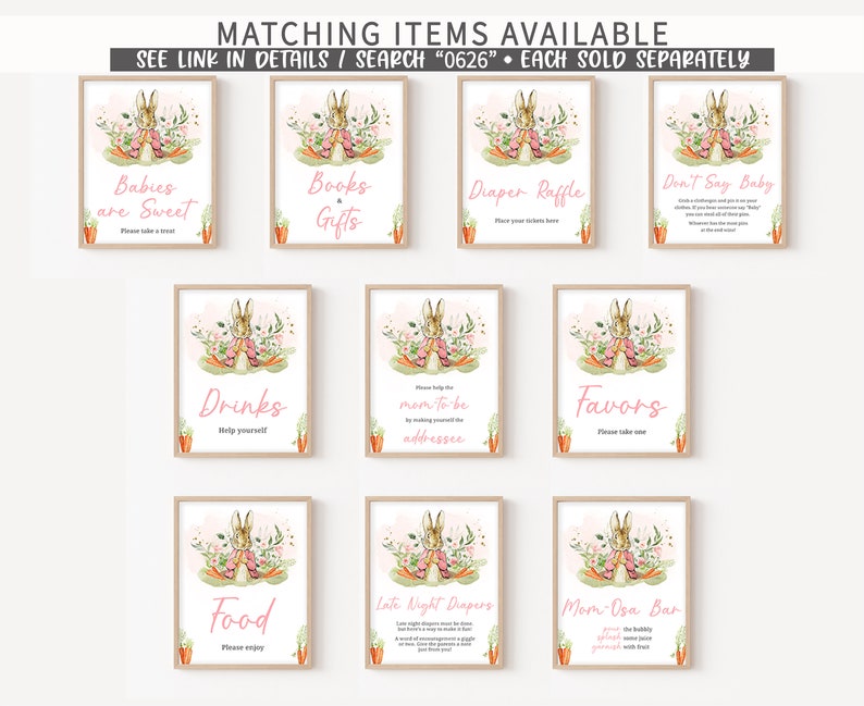 Editable Pink Peter Rabbit Baby Shower Due Date Calendar, Peter Rabbit Girl Baby Shower Calendar, A Little Bunny Spring Baby Shower, 0626 image 3