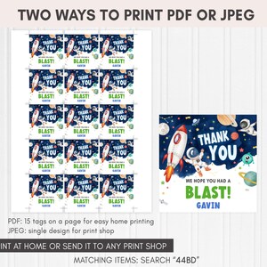 Outer Space Birthday Squared Favor Tags