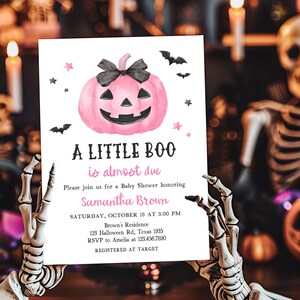 Pink Minimalist A Little Boo Invitation