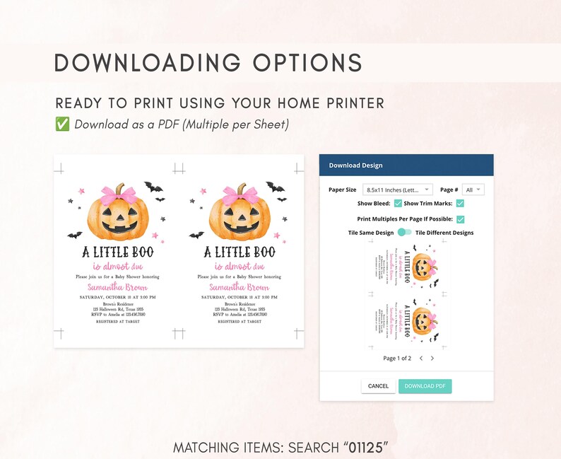 Girl A Little Boo PDF Invites