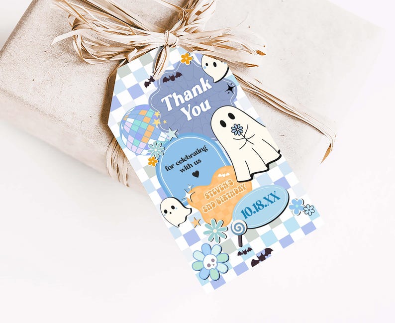 a gift wrapped in brown paper with a tag on it