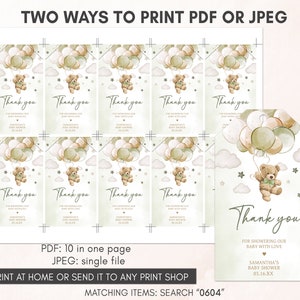 two ways to print a thank card for a baby shower