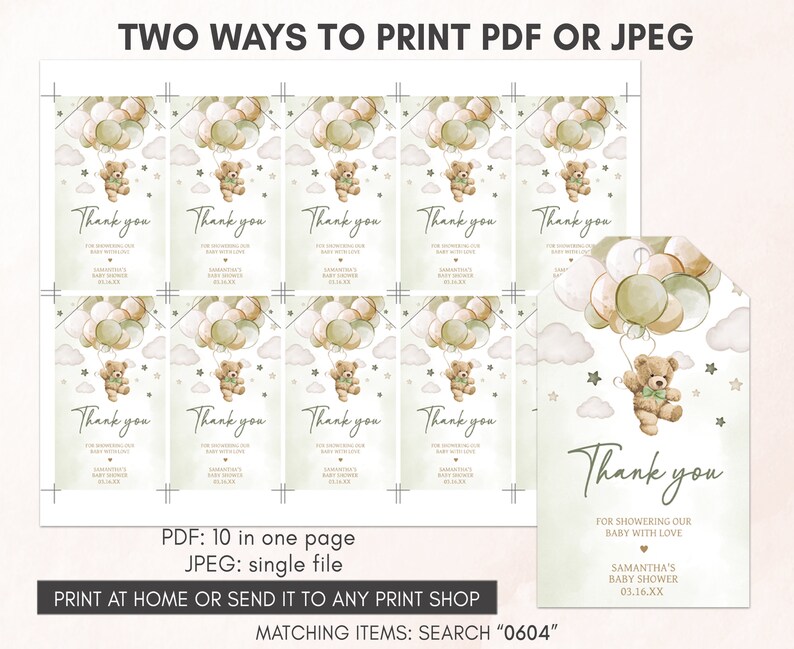 two ways to print a thank card for a baby shower